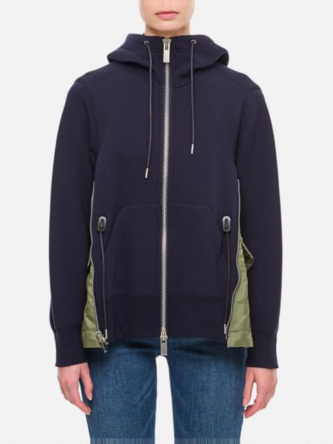 sacai MIX NYLON SWEATSHIRT WITH ZIP