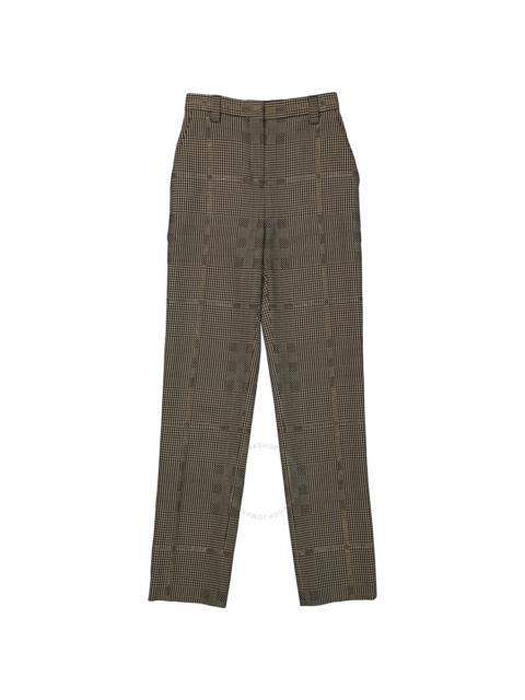 Burberry Burberry Ladies Brown Check Wool Jacquard Tailored Trousers