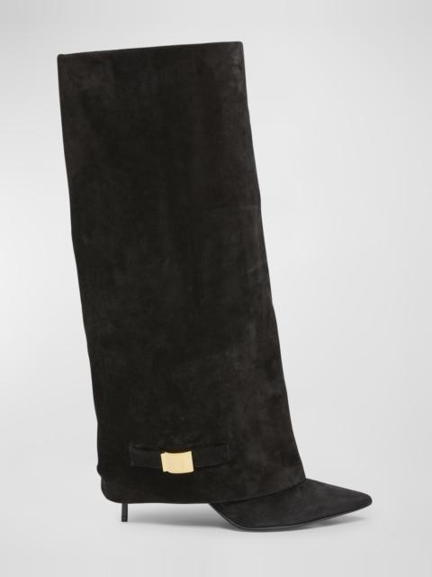 Uma Suede Foldover Knee Boots