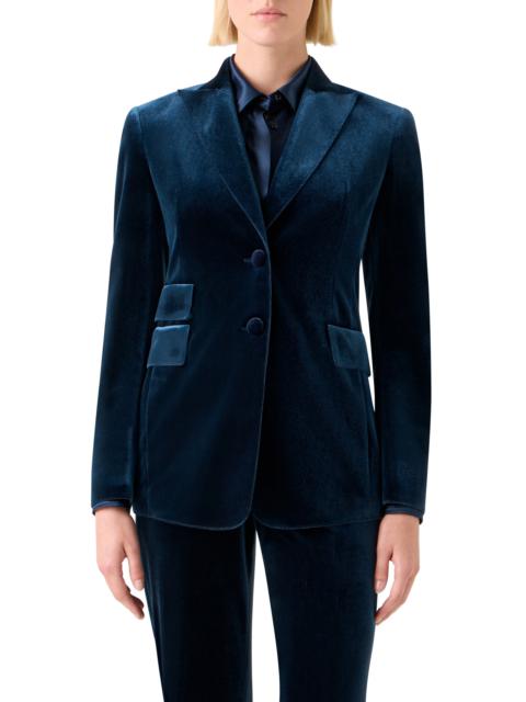 AKRIS Akris Percival Velvet Neoprene Blazer in Denim Blue at Nordstrom