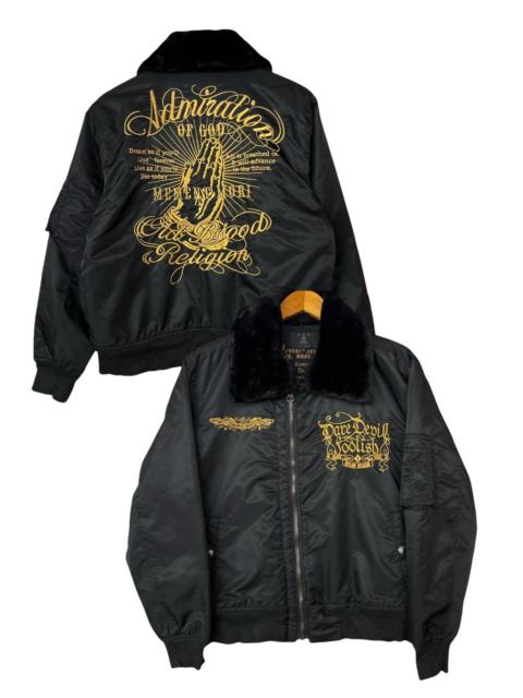 Other Designers Japanese Brand - CDS Japan Bones Skull Gothic Black Shearling Bomber Jacket