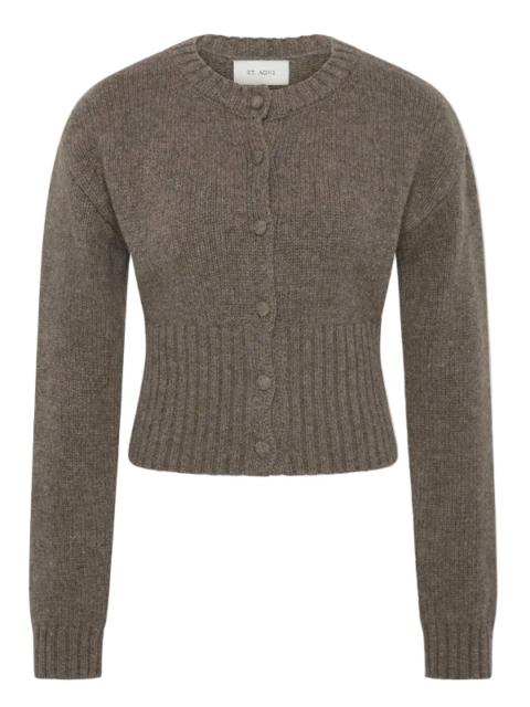 ST. AGNI Wool Cardigan in Taupe Melange