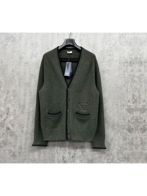 Dior Dior Ribbed Cardigan Sweater with Embroidered Slogan Logo