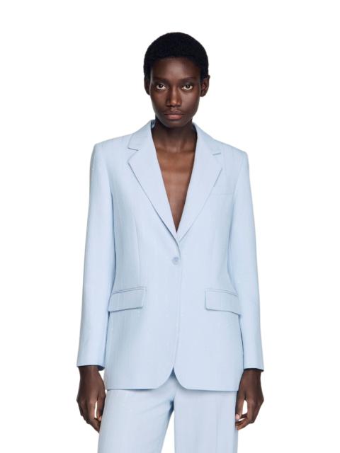 Sandro SANDRO Sequin-stripe tailored jacket in Sky Blue at Nordstrom