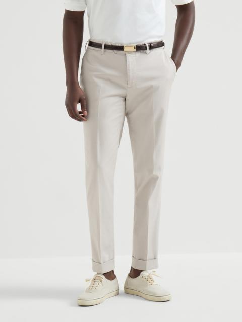 Brunello Cucinelli Garment-dyed Italian fit trousers in American Pima comfort cotton gabardine
