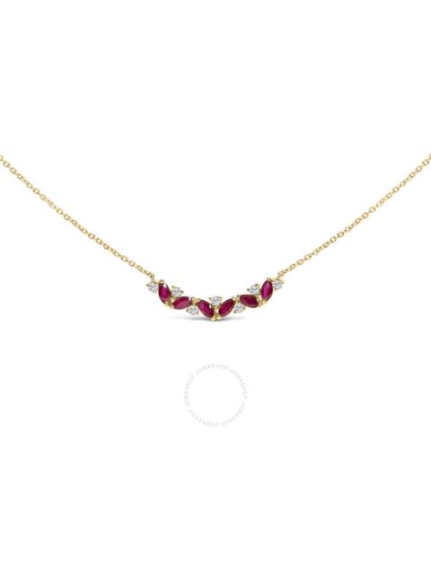 Other Designers Haus of Brilliance 14K Yellow Gold Red Ruby and Diamond Trio Bar Line Necklace (I-J Color, SI2-I1 Cl