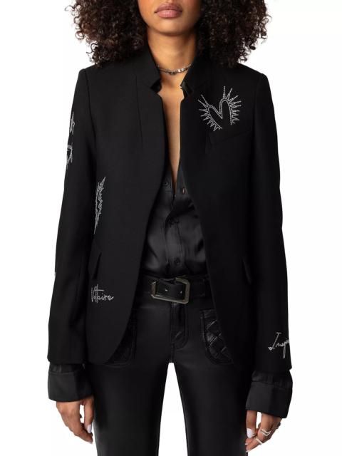 Zadig & Voltaire Very Strass Heart Blazer