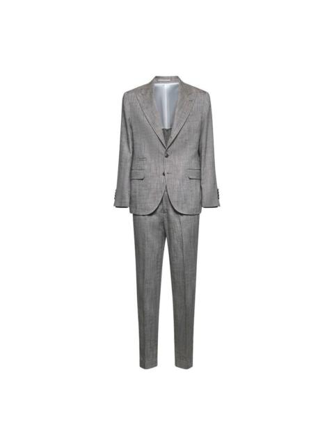 Brunello Cucinelli Brunello Cucinelli Gray Silk Linen Tailored Suit