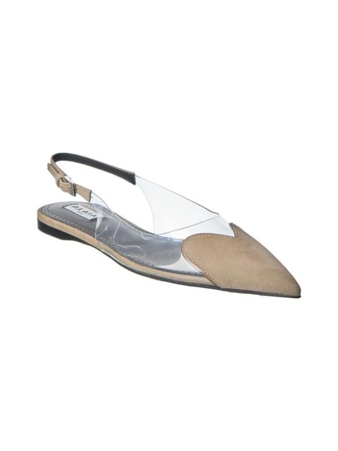 Alaïa ALAÏA Le Coeur Suede & Vinyl Slingback Flat