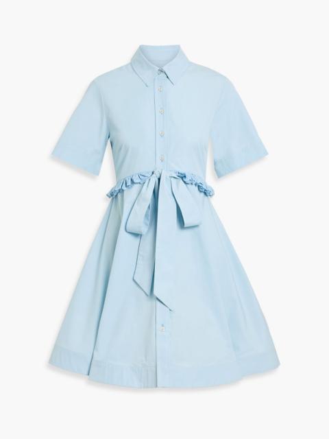 KIKA VARGAS Alma bow-detailed cotton-poplin mini shirt dress