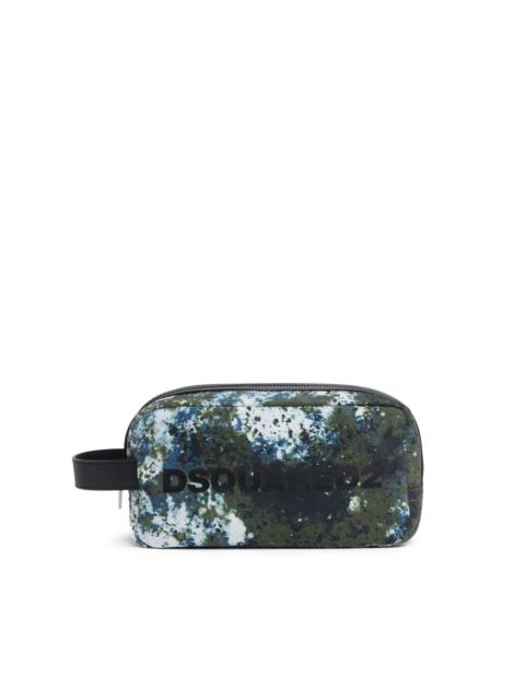 paint splatter-print wash bag