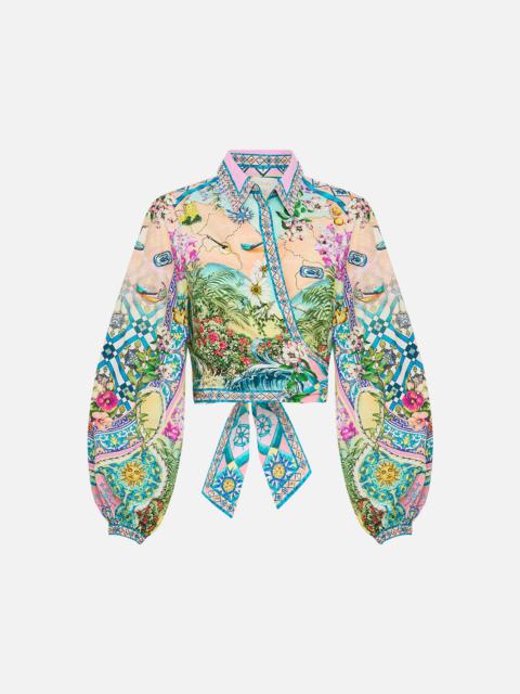 CAMILLA CROPPED WRAP SHIRT