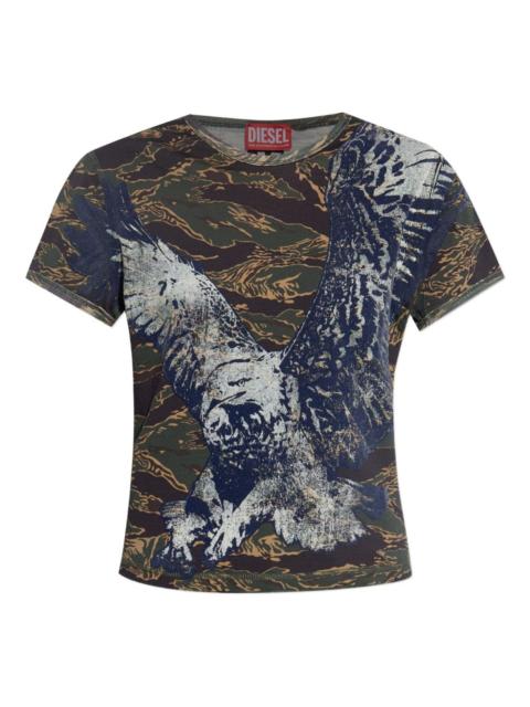 Diesel eagle-print camouflage T-shirt