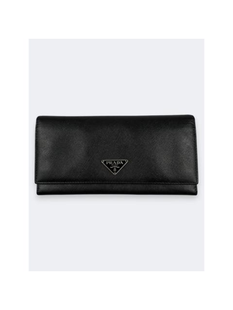 Prada Black Saffiano Leather Long Wallet