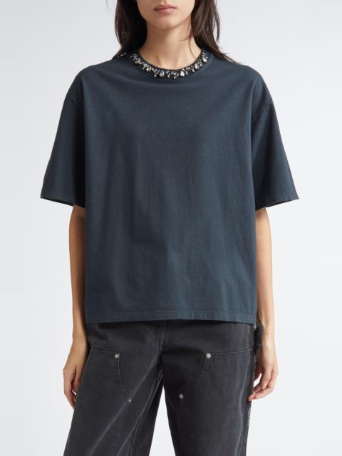 Golden Goose Golden Goose Crystal Embellished Cotton T-Shirt in Washed Black at Nordstrom