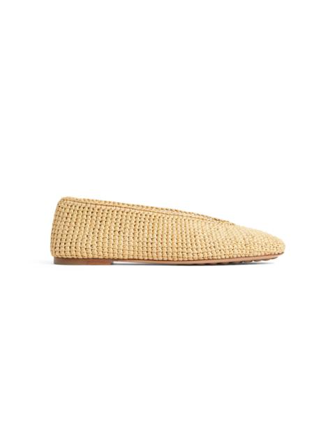 Bottega Veneta Rosa Ballerina Raffia Flats neutral