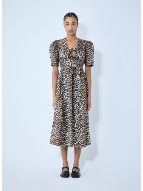 Ganni Women Leopard Print Tie Strap Midi Dress