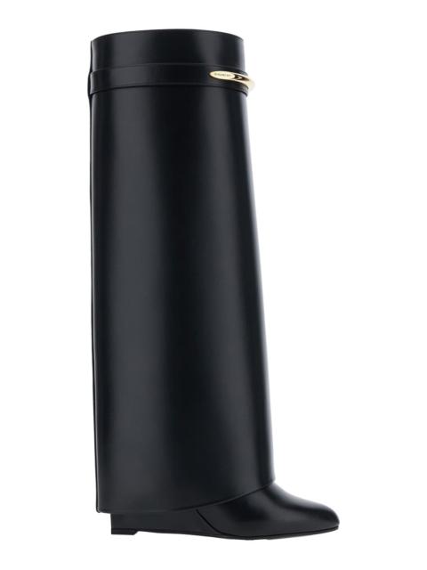 Givenchy Givenchy Women Black Sandals With Logo Plaque On The Front And High Wedge Heel In Leather Woman