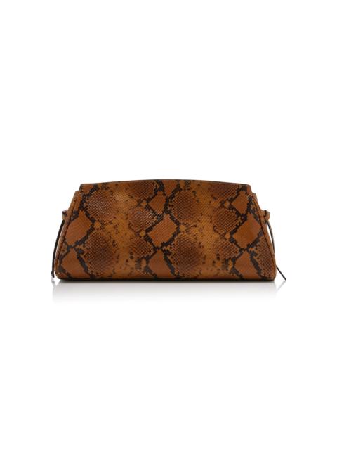 STAUD Maude Snake-Effect Leather Clutch animal