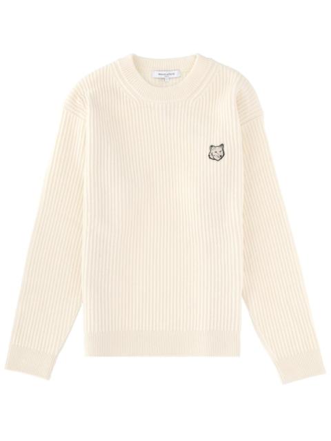 Maison Kitsuné RIBBED WOOL SWEATER WITH FOX PATCH
