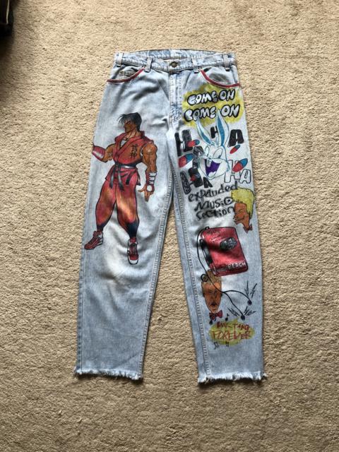 Other Designers Custom - 1980s Levis Orange Tab Custom Painting Baggy Jeans