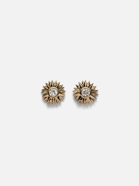 SYDNEY EVAN Sunburst 14kt gold earrings with diamonds