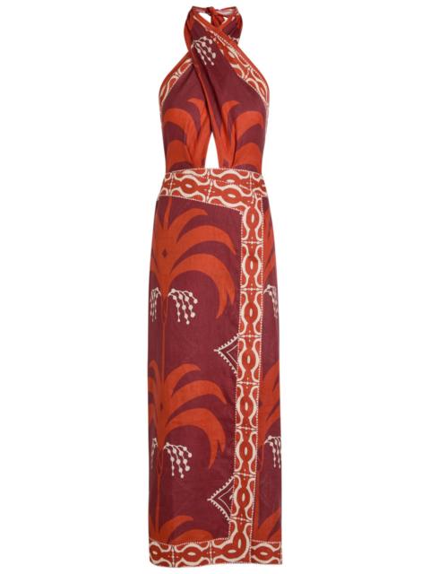 Johanna Ortiz Johanna Ortiz Buen Viento Halterneck Linen Midi Dress