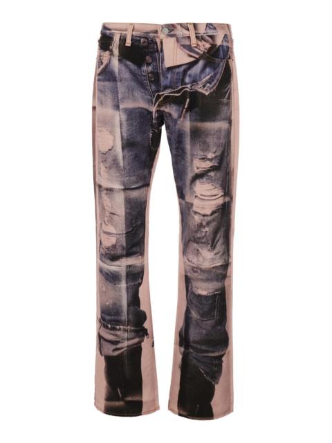Acne Studios Acne Studios Men Multicolor Jeans With Logo Patch On The Back And Graphic Print In Denim For Men
