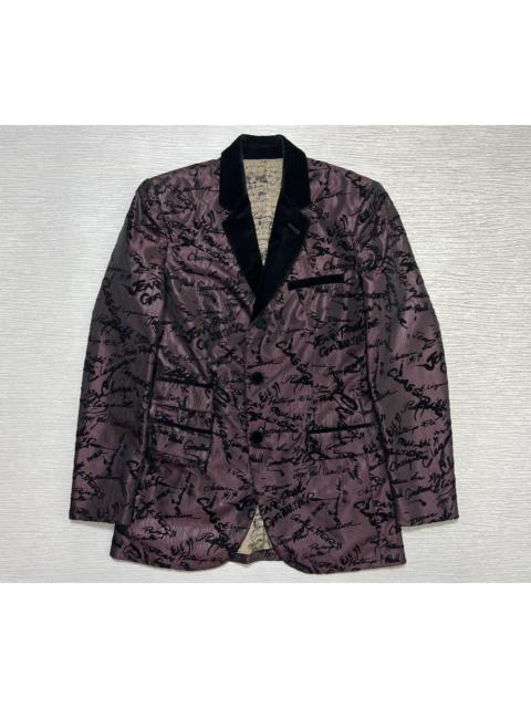 Jean Paul Gaultier JPG AW 97-98 Signature Monogram Print Velvet Jacquard Blazer