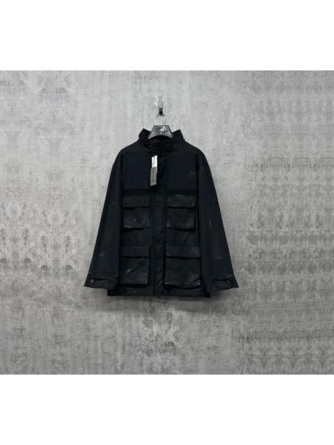 BALENCIAGA Balenciaga Embroidered Logo Distressed Work Jacket