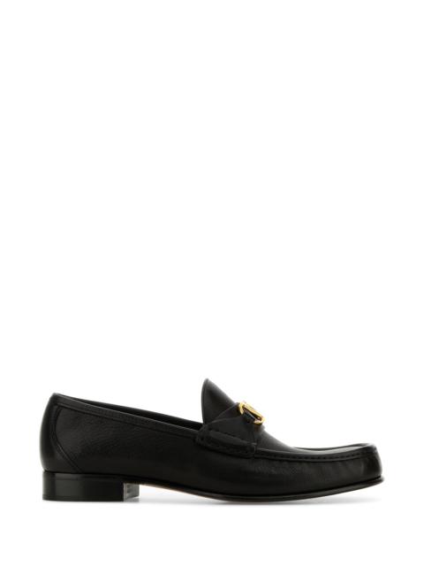 Valentino Garavani Men Black Leather Vlogo Loafers