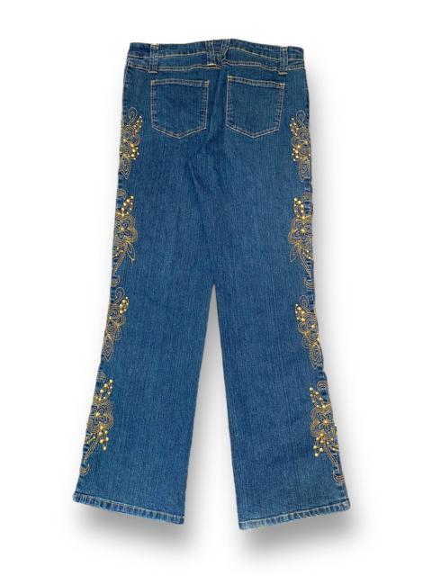 Other Designers Japanese Brand - JAPAN BRAND ANDRE BINI FLARE JEAN ART FLOWER SIDE EMBLISHH