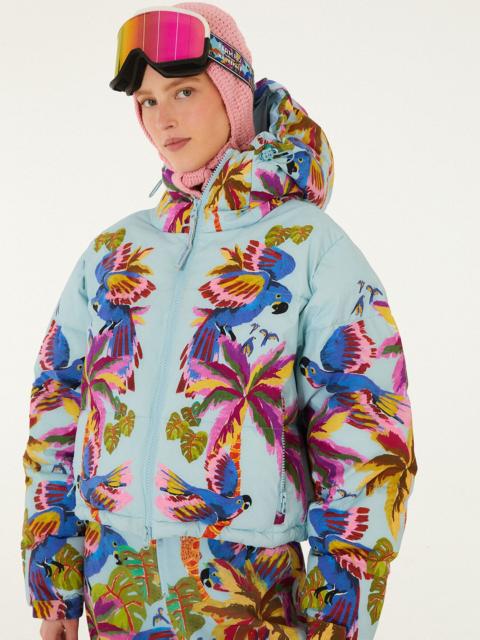 FARM RIO Blue Macaw Puffer Jacket