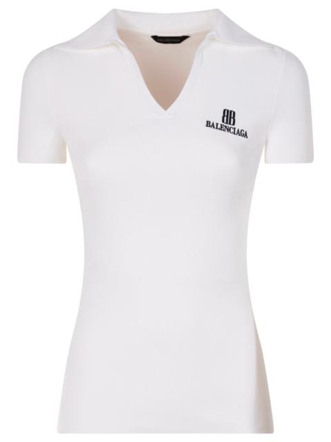BALENCIAGA Ribbed V-Neck Short-Sleeved Polo Shirt