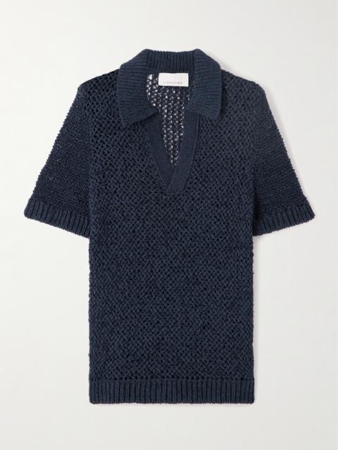 LIBEROWE Open-knit Organic Cotton-blend Polo Shirt