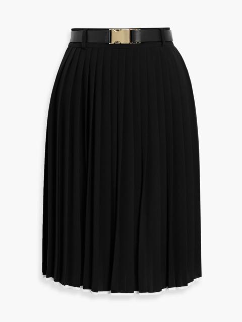 Max Mara Savana belted pleated crepe skirt
