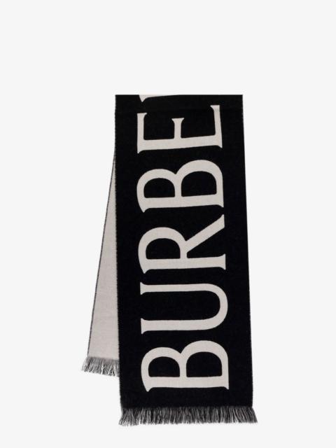Burberry Men Wool Scarf With Lettering Logo