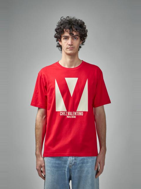 Valentino Cotton T-Shirt with Chez Valentino Print