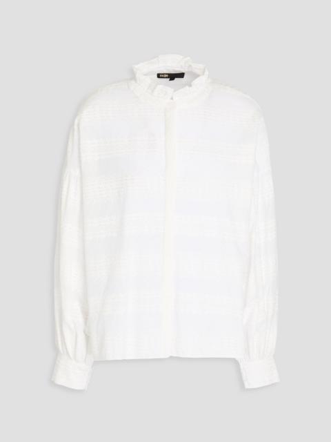 maje Embroidered cotton-mousseline shirt