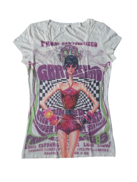 Hysteric Glamour 2000s Velvet 78 Art Graphic Rhinestone Tee Y2K Vintage