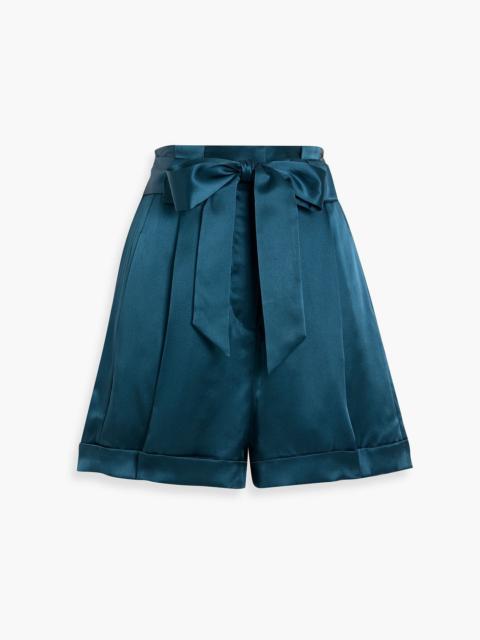 Other Designers Belted silk-satin shorts