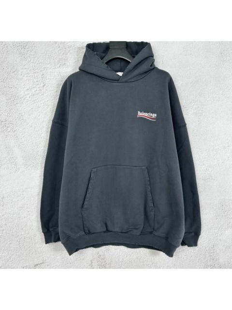BALENCIAGA Balenciaga distressed Political Campaign hoodie in a washed black 