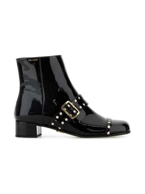 Prada Black Leather Ankle Boots
