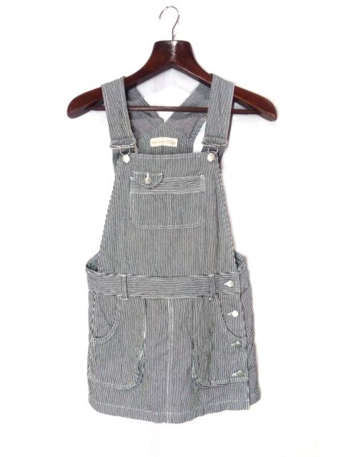 Other Designers Vintage - Vtg Hickory Stripe Overall Shorts Distressed Blue Denim