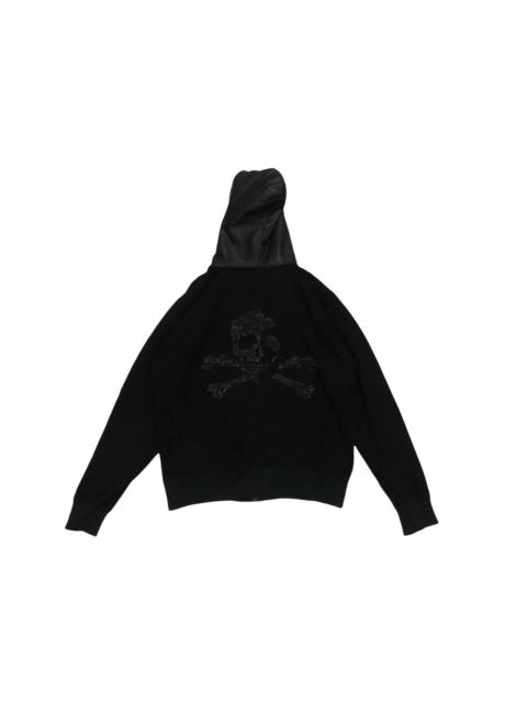 NUMBER (N)INE Japanese Brand Irish Sweater Leather Hoodie Jacket