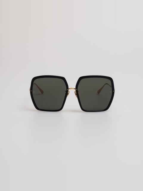 LINDA FARROW Syan Oversize Sunglasses in Black