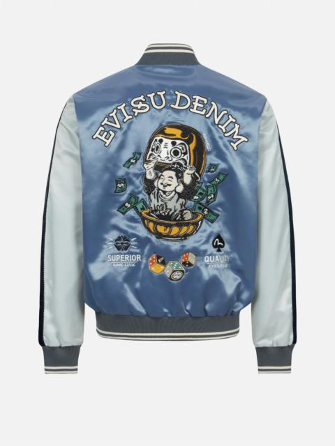 EVISU PLAYFUL GODHEAD AND DARUMA EMBROIDERY RELAX FIT SOUVENIR JACKET