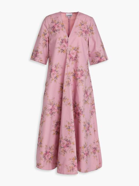 GANNI Floral-print cotton-poplin midi dress