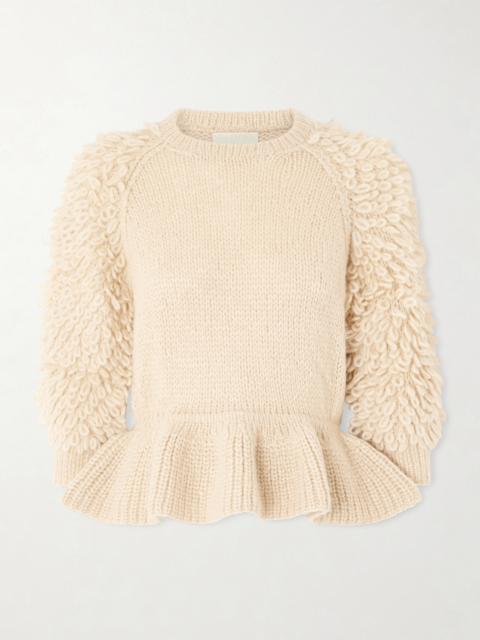 ULLA JOHNSON Selene Ruffled Alpaca-blend Bouclé Sweater