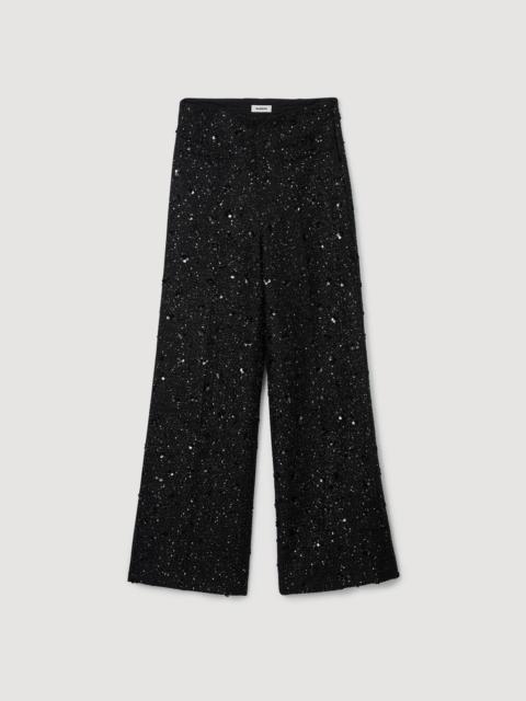 Sandro RHINESTONE TWEED TROUSERS